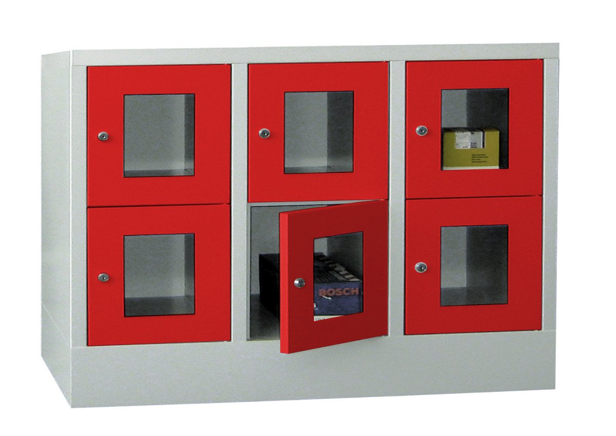 508-0472-32-schliessfachschrank-sichtfenstert-ren-pavoy Stahl-Schließfachschrank mit Sichtfenster-Türen, 6 Fächer
