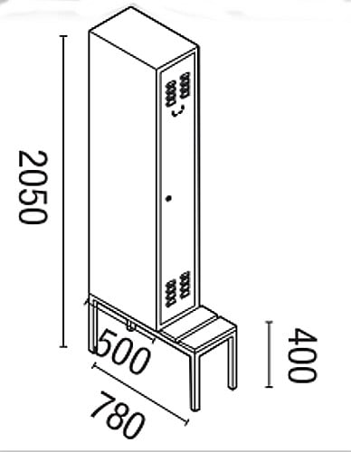 308_azs_1-teilig Garderobenschrank 1-teilig, ausziehbare Sitzbank