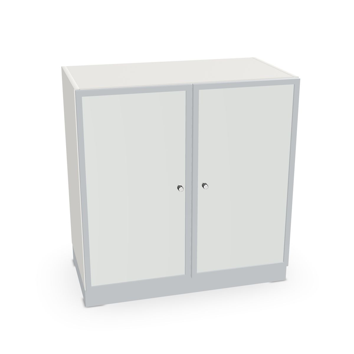 Schrank mit Rahmentüren und satin. Glas Serie dataline