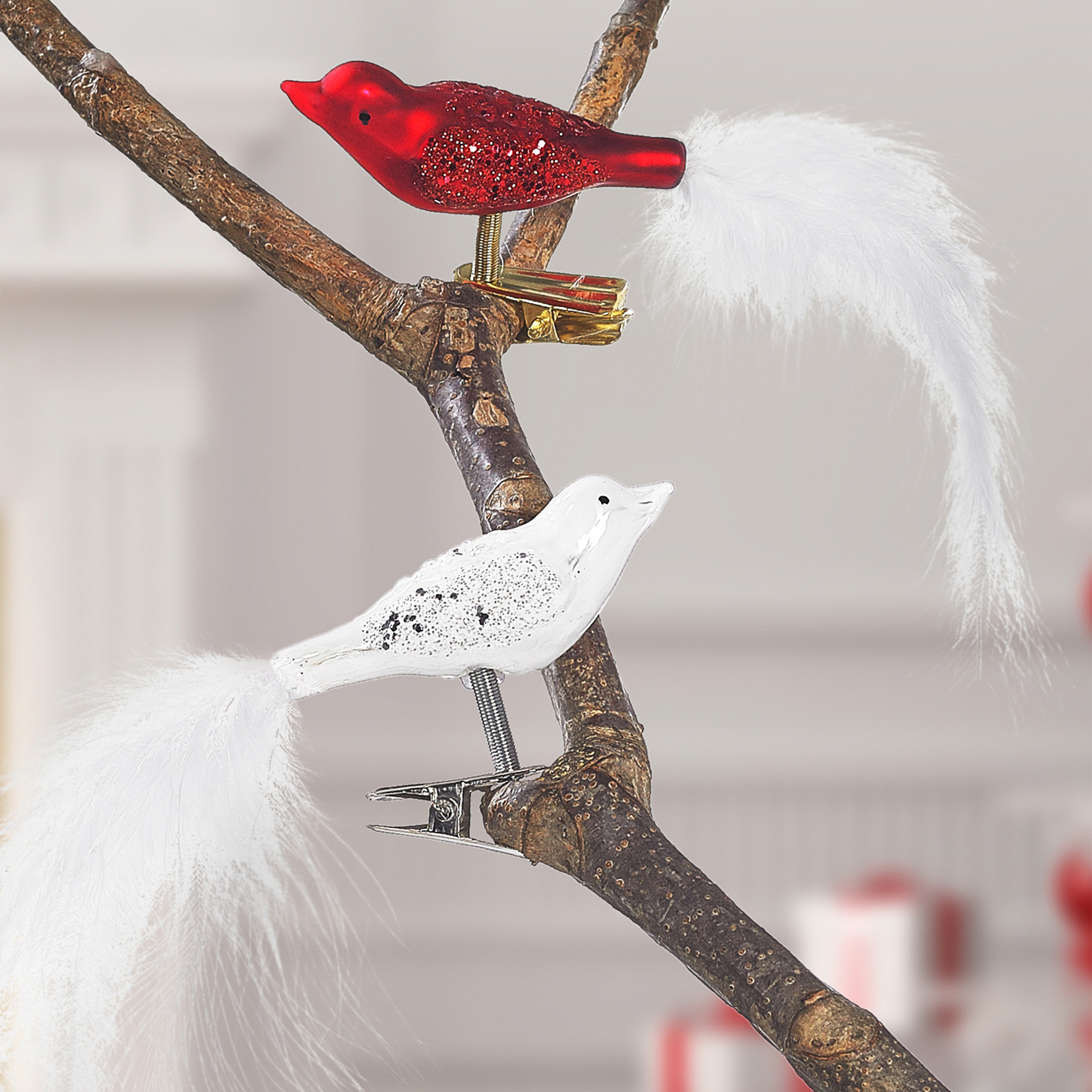 Kaheku Glasvogel Hola auf Clip in rot, Höhe 5cm