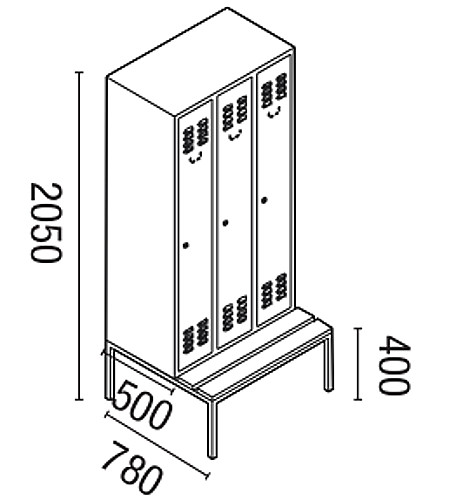 308_azs_3-teilig Garderobenschrank 3-teilig, ausziehbare Sitzbank