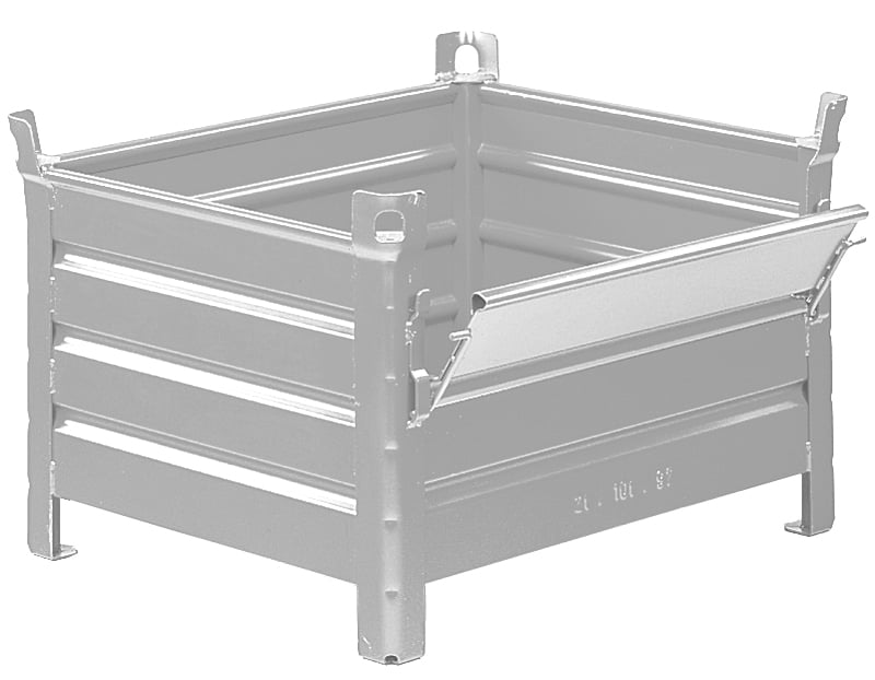 635-0030-30 Stahlblech-Stapelbehälter mit Klappe 1200x1000x600mm