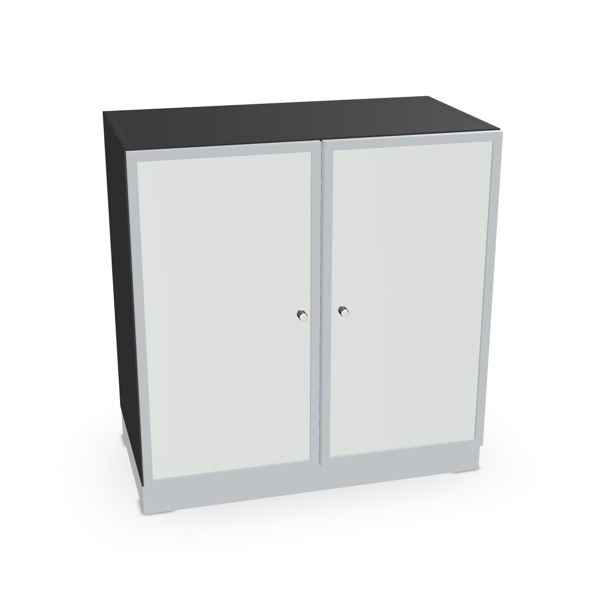 Schrank mit Rahmentüren und satin. Glas Serie dataline