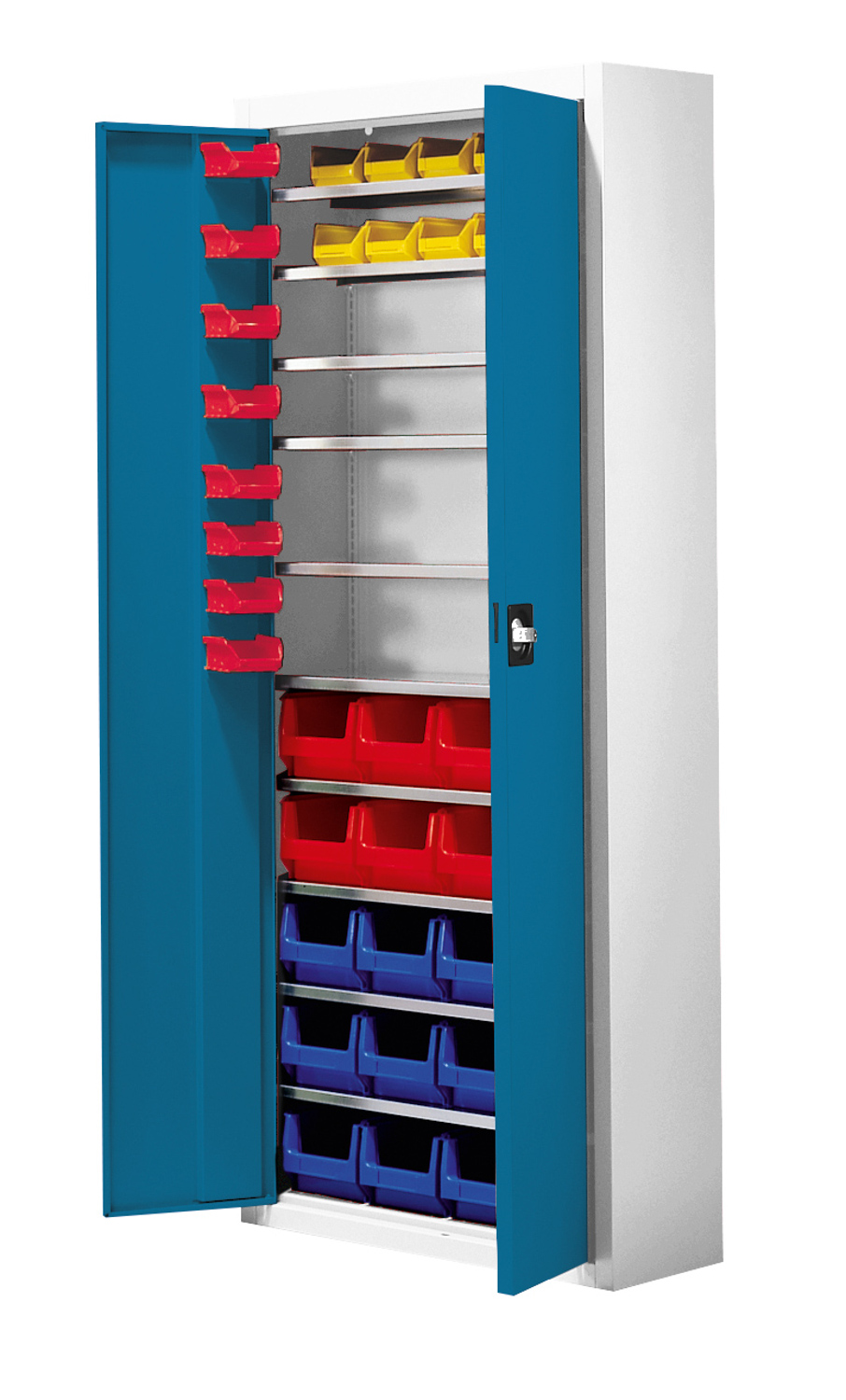201-0100-00-schrank-mit-sichtlagerkaestenWX24HgQBMh7nQ Stahlschrank mit 48 Sichtlagerkästen