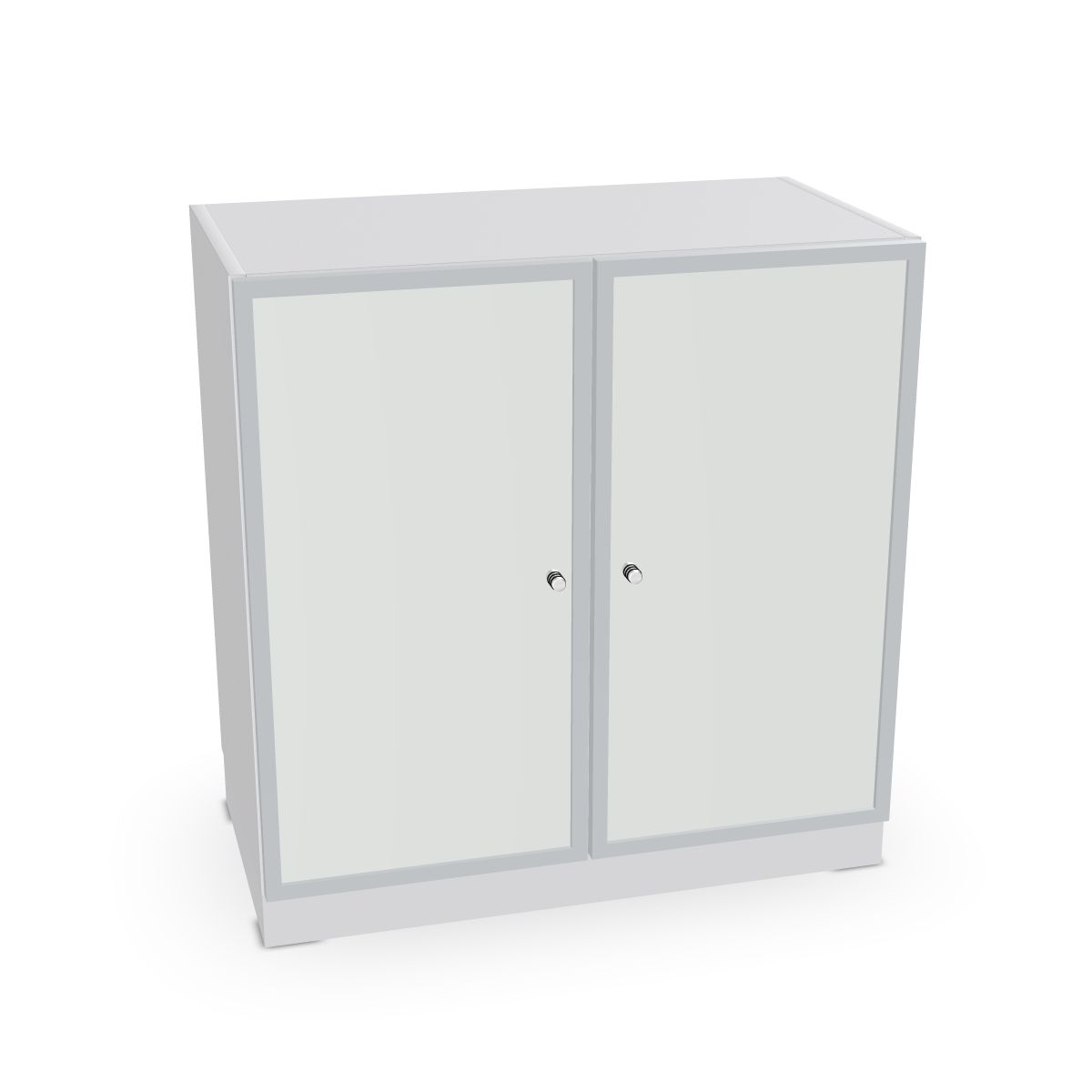 Schrank mit Rahmentüren und satin. Glas Serie dataline