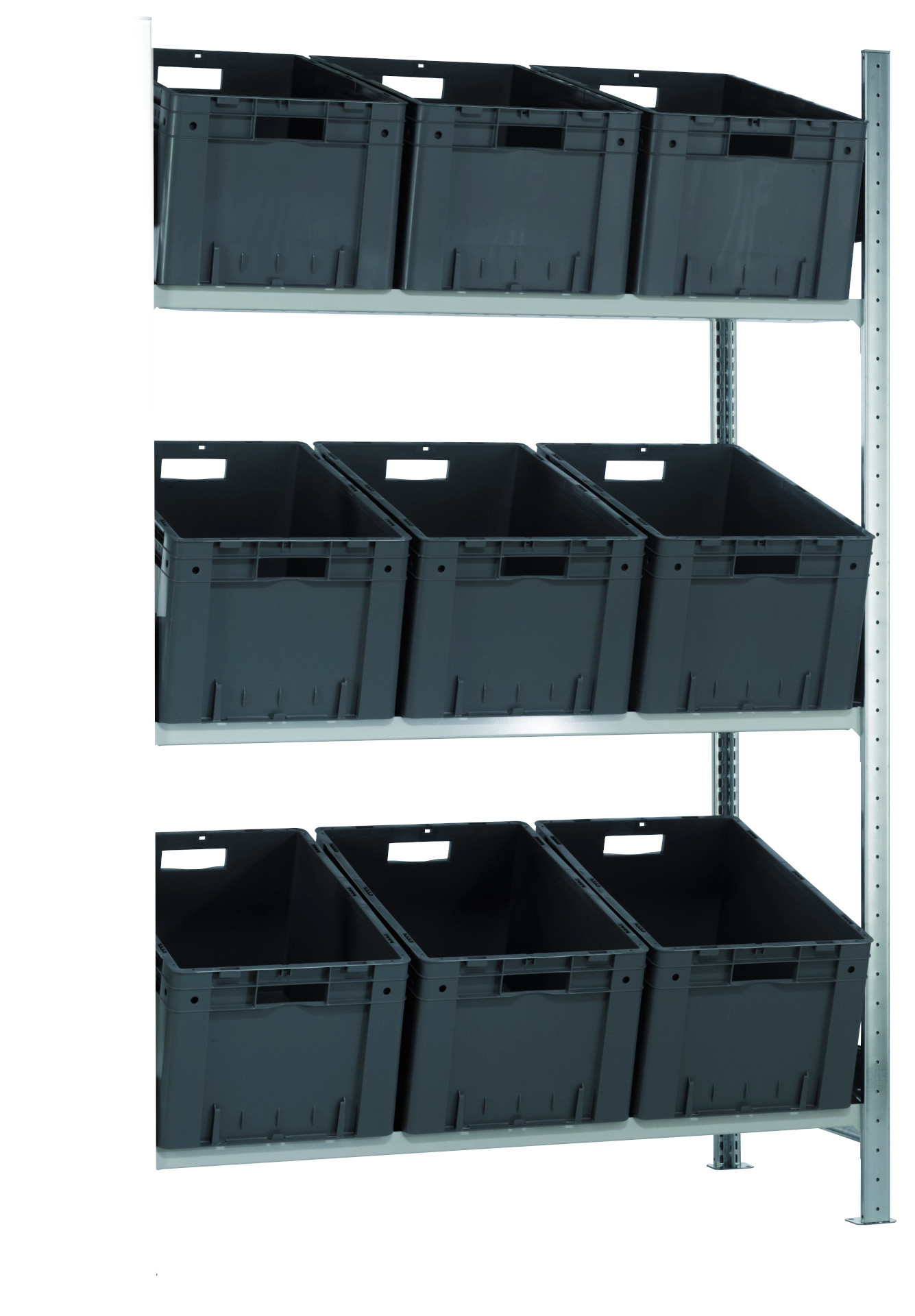 Schulte Anbau-Schrägbodenregal Multiplus150 3 Fachböden, verzinkt/RAL 7035, B1000xT600xH2000mm, verzinkt