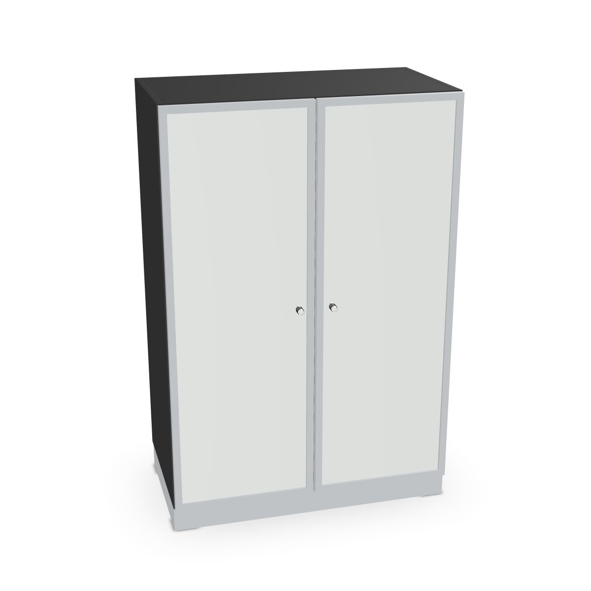 Schrank mit Rahmentüren und satin. Glas Serie dataline