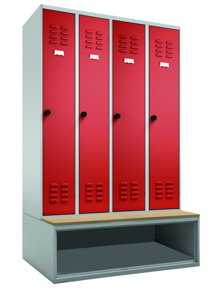 308-1274-32 Garderobenschrank 4-teilig, untergebautes Schuhfach und SitzbankGarderobenschrank 4-teilig, untergebautes Schuhfach und Sitzbank