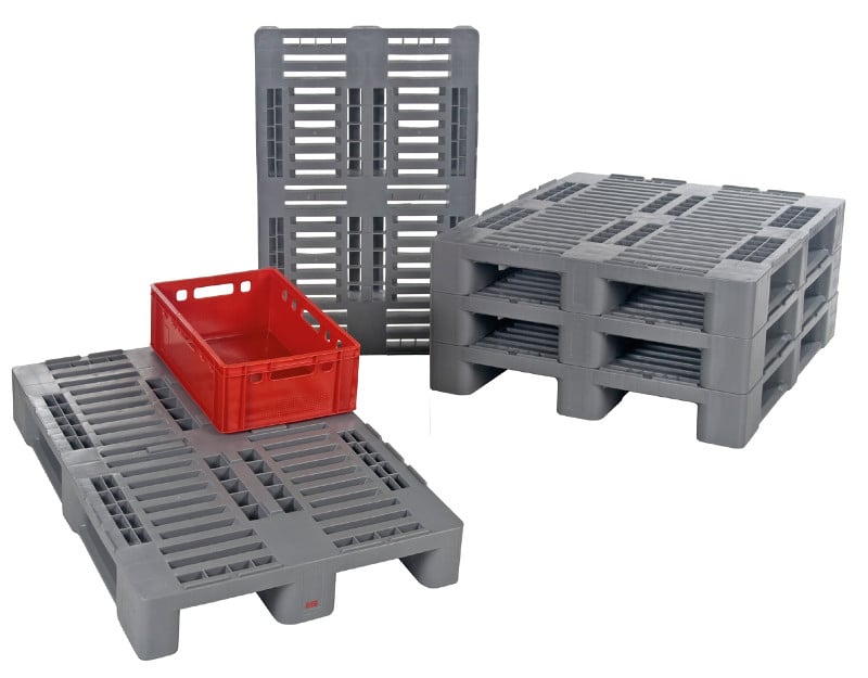 614-0049 H3-Kunststoff-Palette mit Außenarretierung, Tragkraft 1250 kg