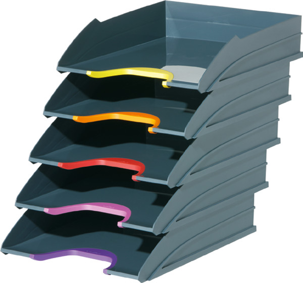 291-0265hOeZMUNC6Aa4Y Set = 5 Stück Briefkörbe VARICOLOR anthrazit/farbiger Verlauf