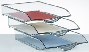 268-0056 3er Ablageschalen-Set, passend bis B4-Format (Innenmaße: 250x350x55mm), transparent