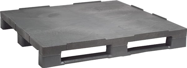 680-0028 Industrie-Kunststoff-Palette 1200 x 1000 mm, mit 3 Kufen, Material PE-RE grau