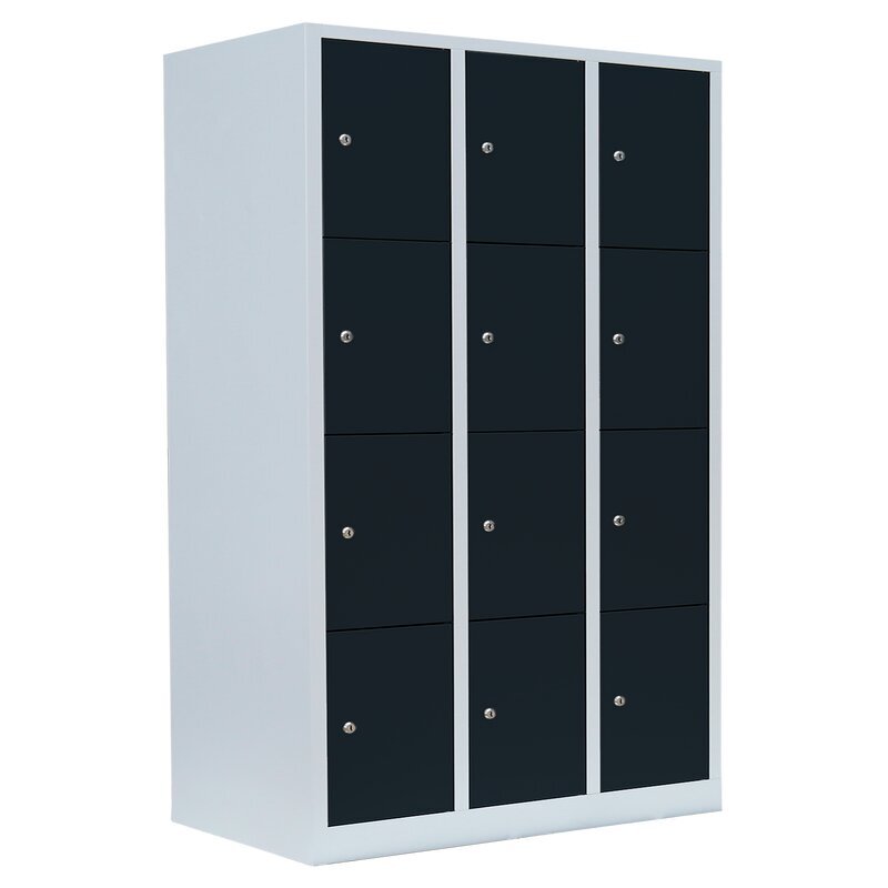 Lüllmann Stahl-Schließfachschrank 3 Abteile à 395 mm, 12 Fächer