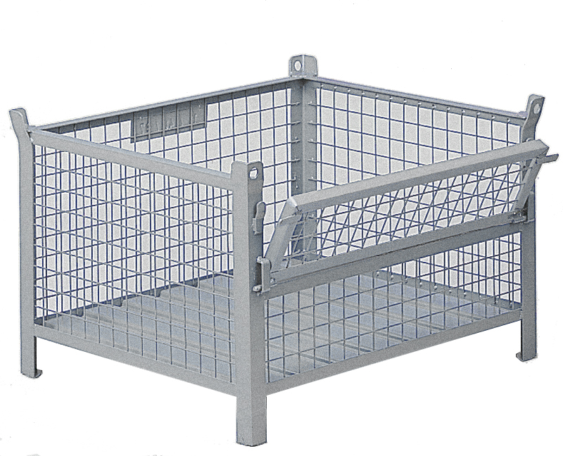 Gitter-Stapelbehälter mit Klappe 1200x800x900mm mit Kranösen