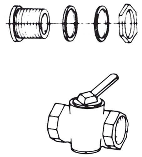 603-0049 Messing-Einschraubgewinde und Auslaufhahn R 1