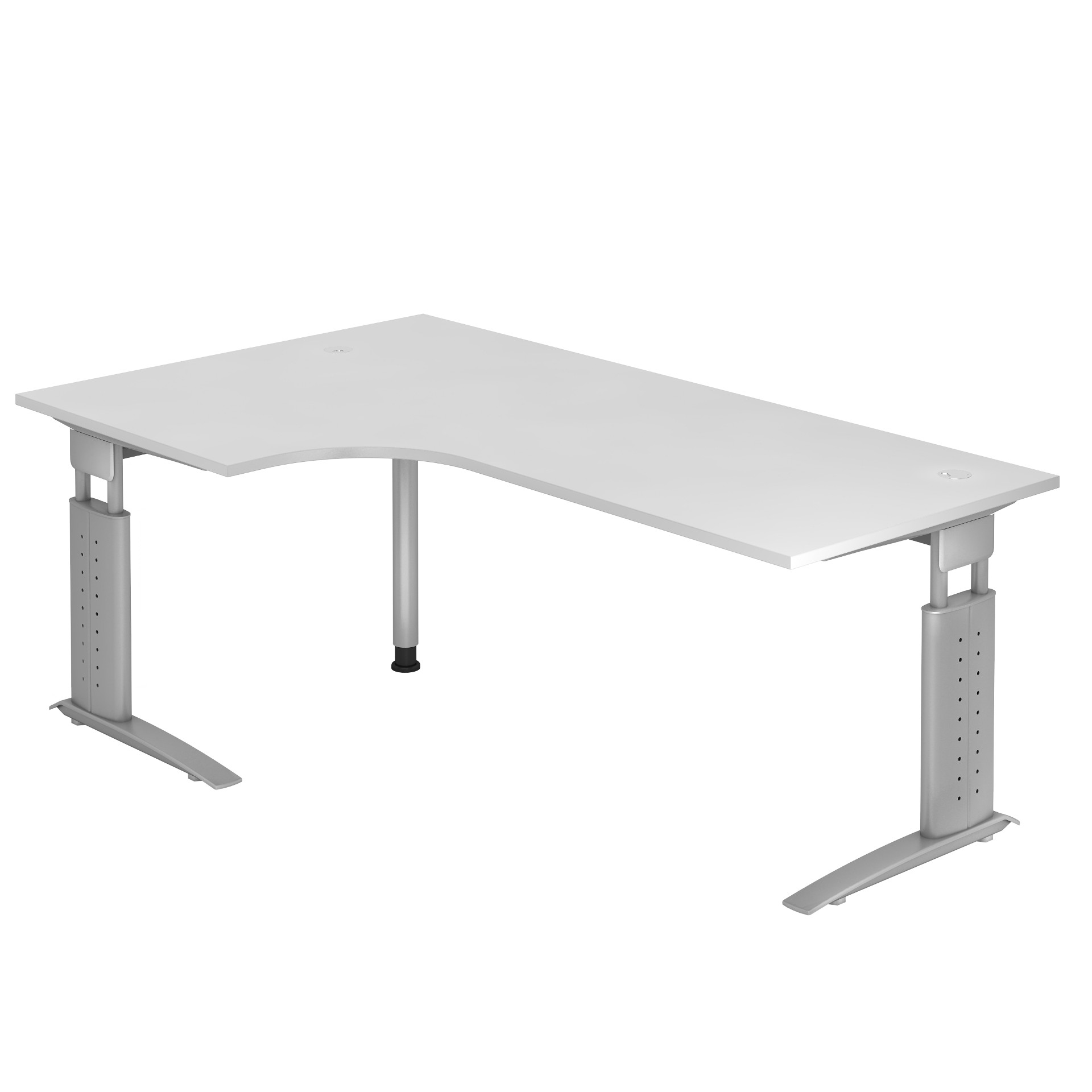 212-0077-10 Hammerbacher Winkel-Schreibtisch, Gestell silber, Serie orga U