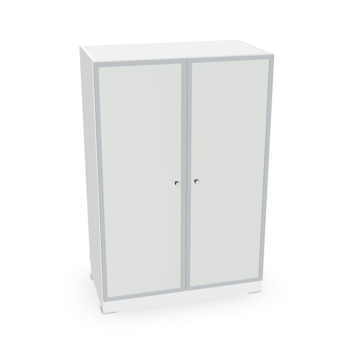 Schrank mit Rahmentüren und satin. Glas Serie dataline