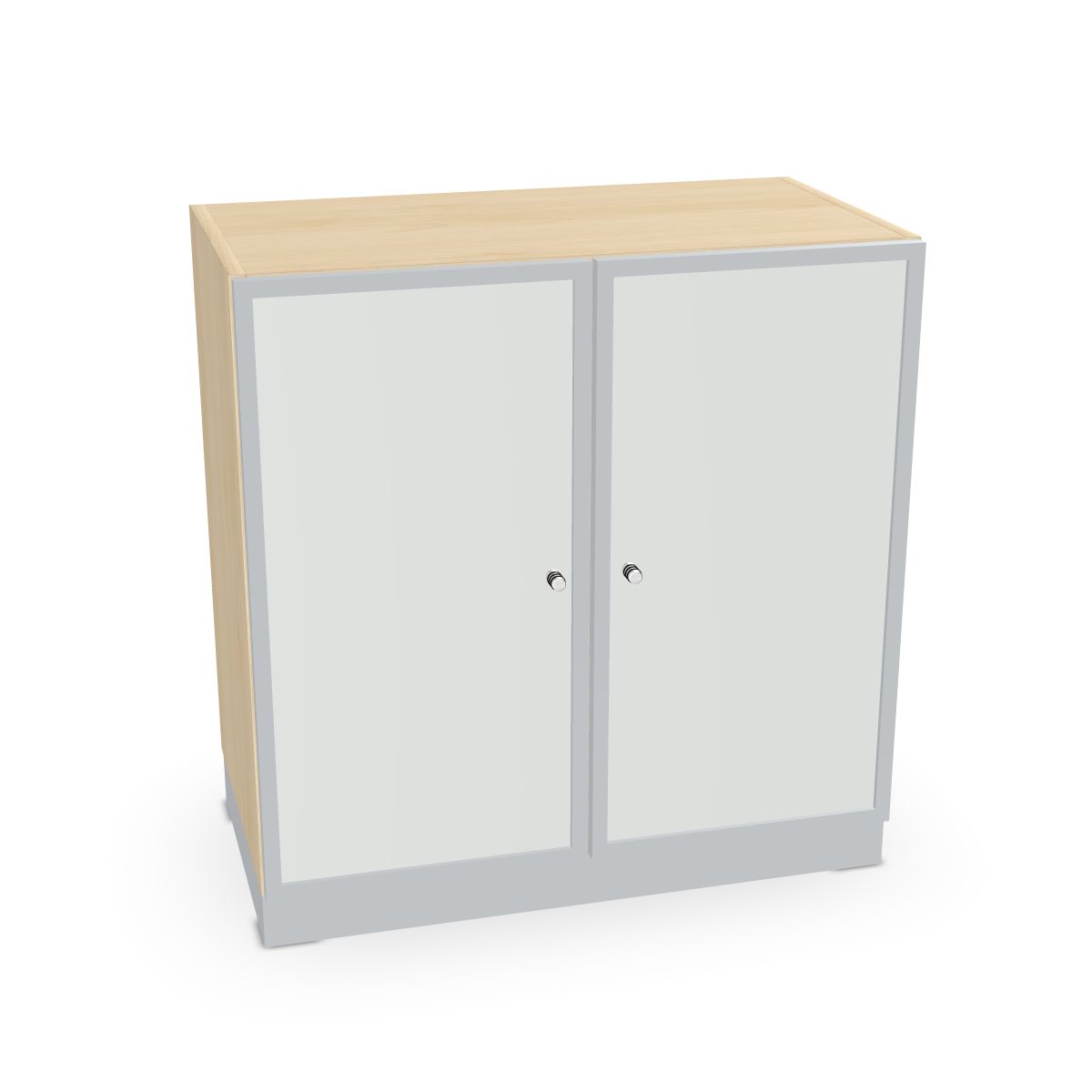 Schrank mit Rahmentüren und satin. Glas Serie dataline