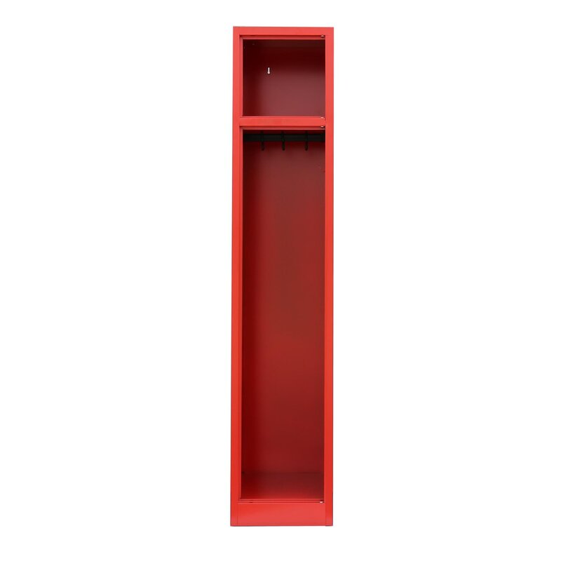 307-0189-00 Lüllmann Feuerwehrschrank - 1 Abteil 300 mm, Hutboden/Kleiderstange, feuerrot, B315xT500xH1800mm