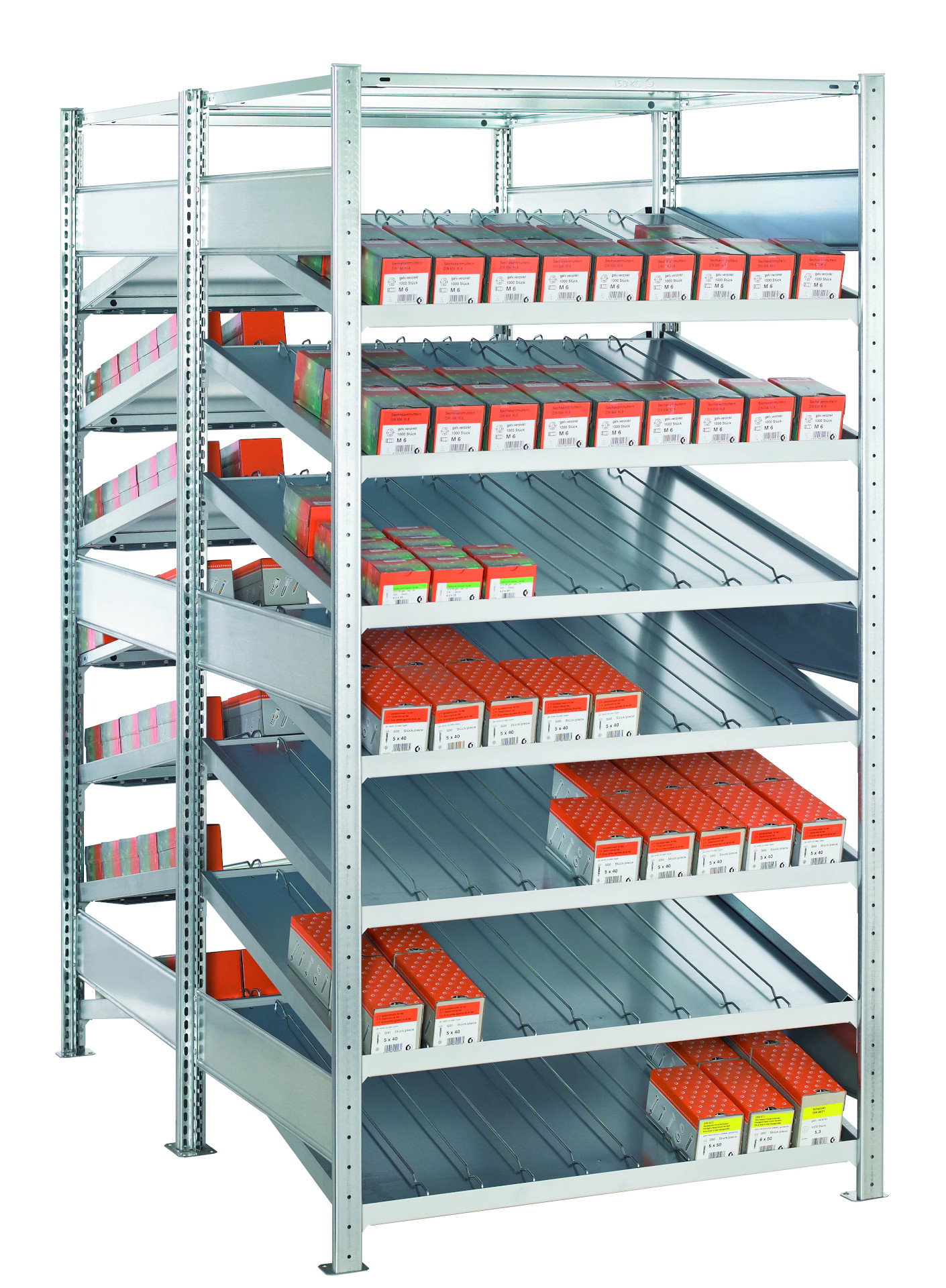 Schulte Grund-Doppel-Kanbanregal MULTIplus150 1000x(2x500)x2000 mm