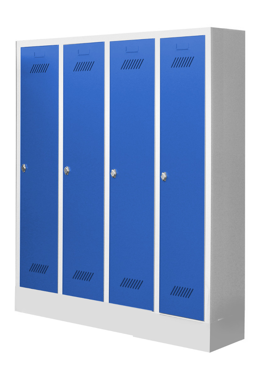 508-0500-36-garderobenschrank-kindergarten-pavoy Garderobenschrank für Kindergärten, 4 Abteile, mit Sockel und Drehriegel