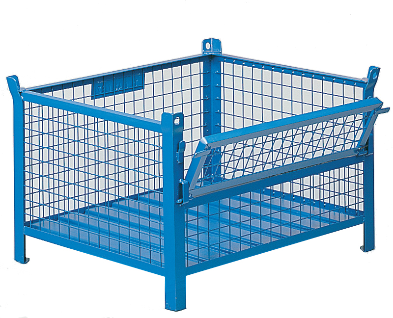 Gitter-Stapelbehälter mit Klappe 1000x800x600mm mit Kranösen