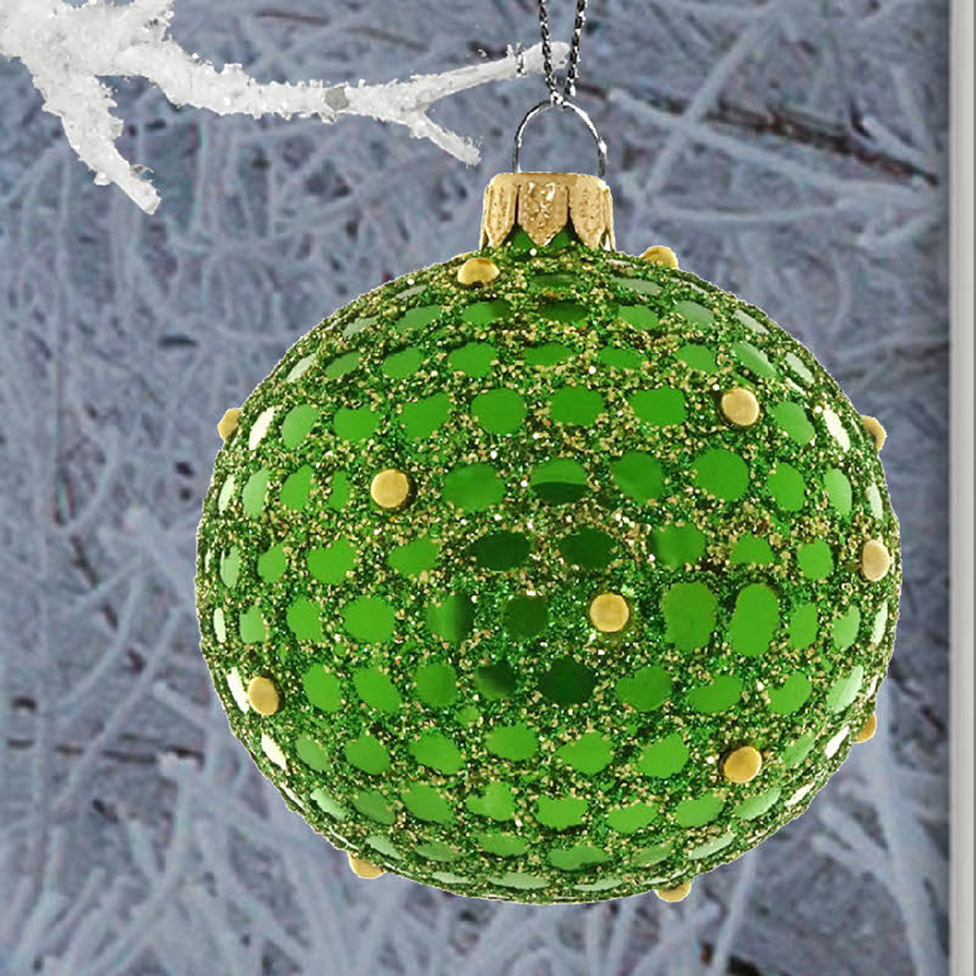 821-5083-50 Baumkugel Samia Wabennetz opal grün, Ø 8cm