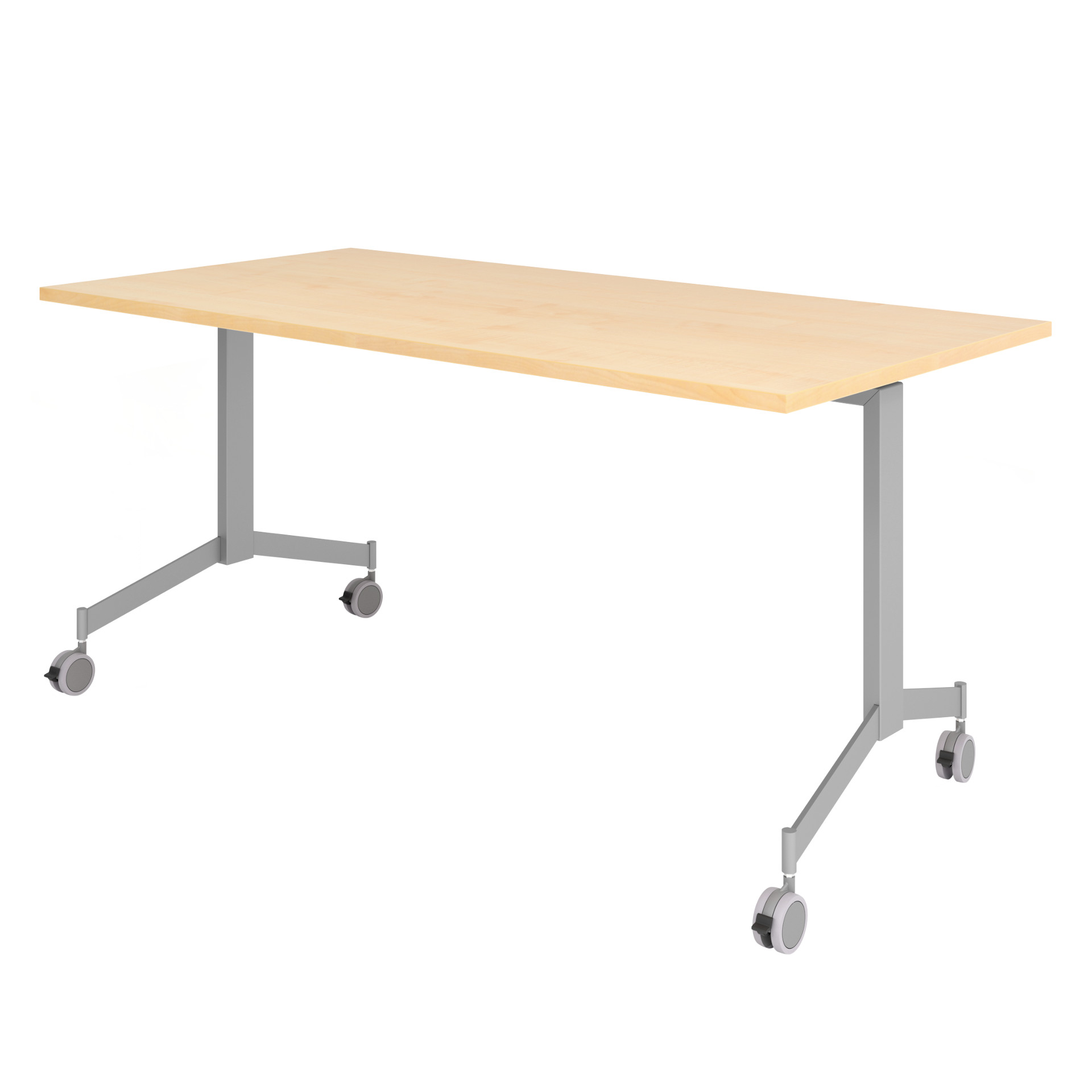212-0330-70 Hammerbacher VKF16/3/S - Klapptisch fahrbar, Platte Ahorn, Gestell silber, 4 Doppelrollen, 1600x800x750mm, 43,4 kg