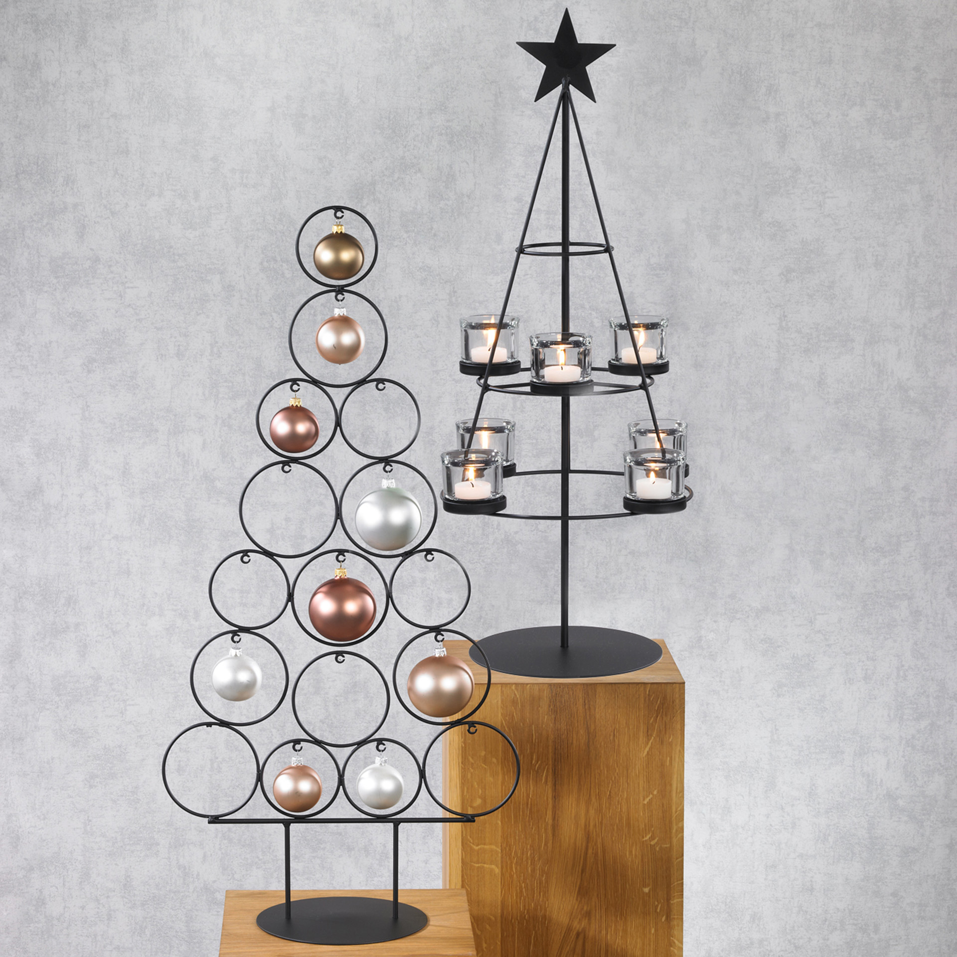 Kaheku Lichtertanne Artax Schwarz Ø 34 cm, H 70cm