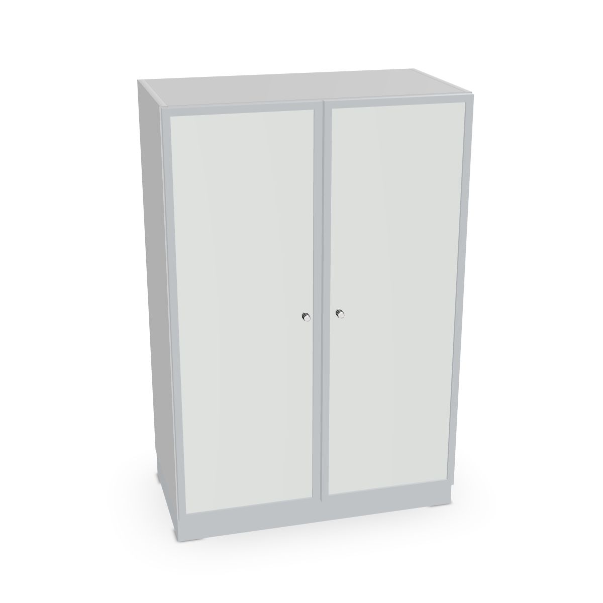 Schrank mit Rahmentüren und satin. Glas Serie dataline