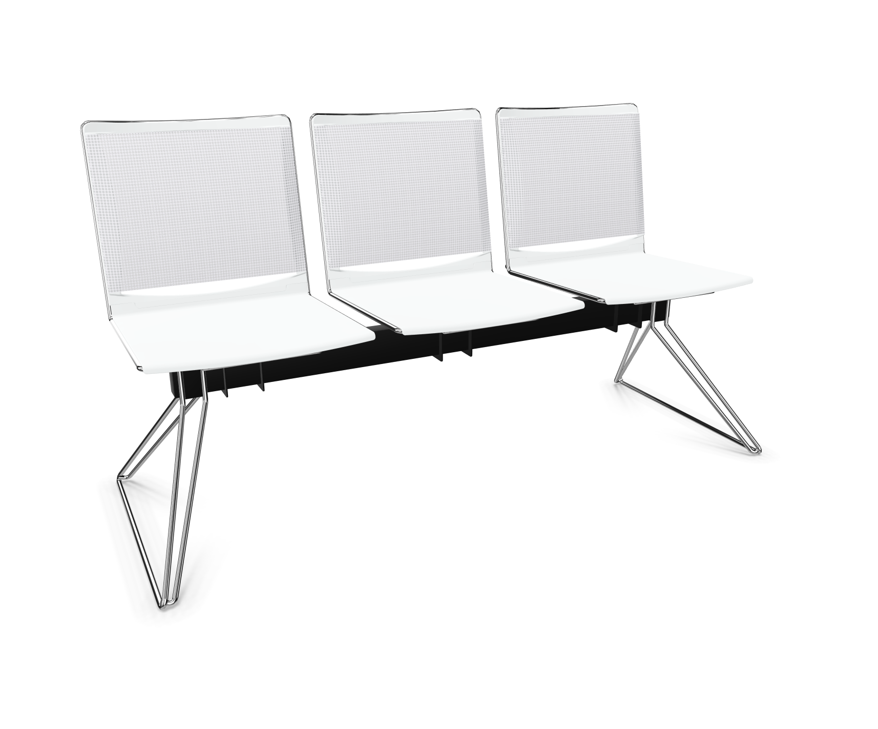 viasit Klikit Traversenbank 3er-Sitzgruppen - Rücken-Netzbespannung weiß