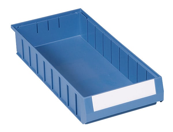 105-0442 Regalkästen Typ 5-D inkl. Etiketten, blau, je 7,8 l Inhalt, B234 x T500 x H90mm, VE = 8
