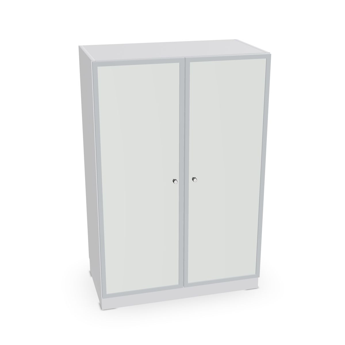 Schrank mit Rahmentüren und satin. Glas Serie dataline