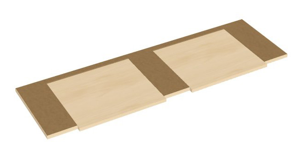 Zwischenteil mit 2 Ausziehbrettern für 1200mm Breite Serie dataline