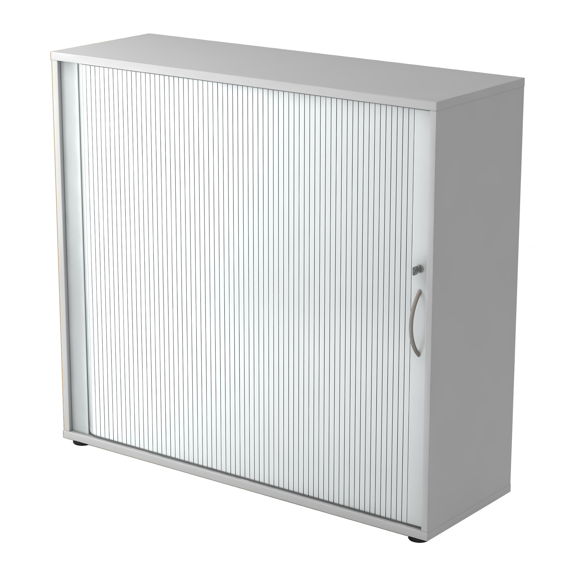 212-0534-36 Hammerbacher V1733S/5/S/BM - Rollladenschrank stapelbar, grau/silber, 3 OH, Bogengriff, 1200x400x1100mm, 48,8 kg