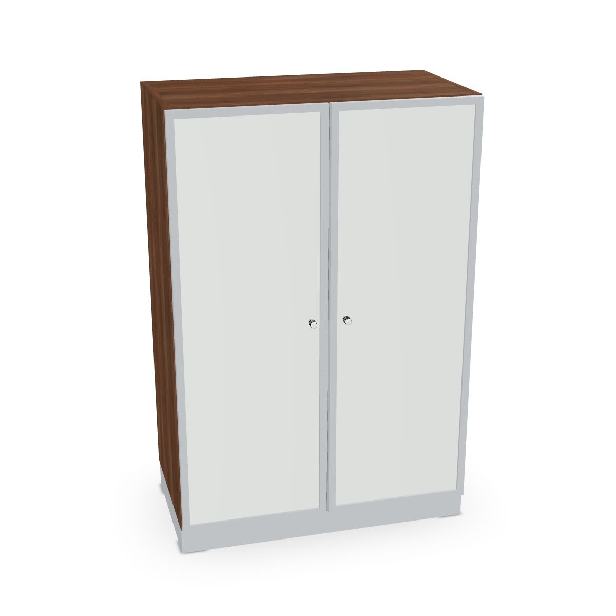 Schrank mit Rahmentüren und satin. Glas Serie dataline