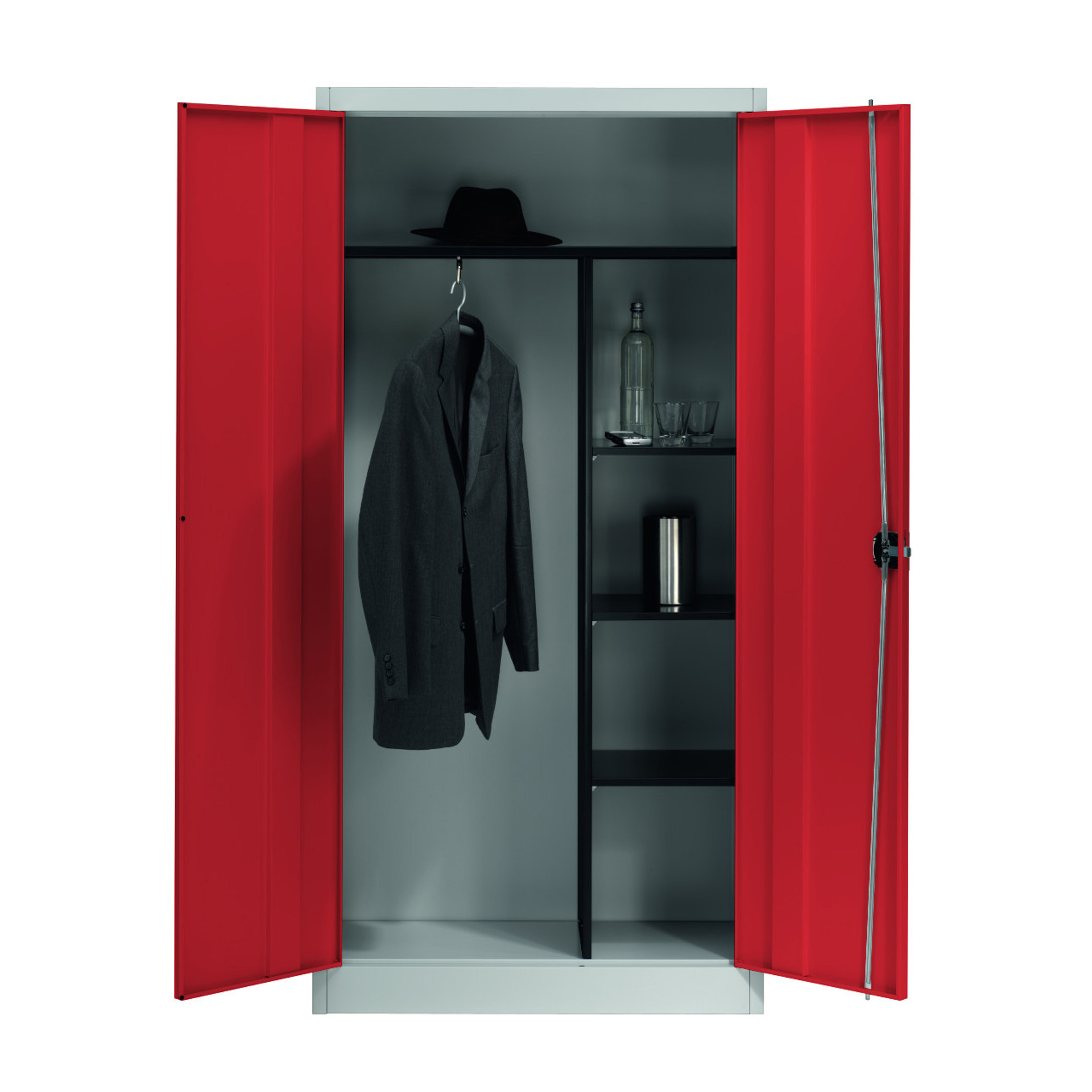 105-0022-32 Stahl-Flügeltürenschrank mit Garderobenteil Serie 950
