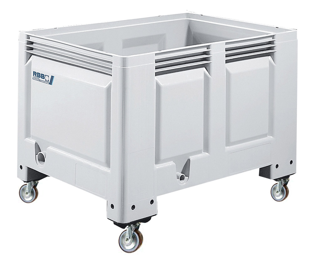 614-0032 Groß-Stapelbehälter BIG BOX mit 4 Füßen, Inhalt 535L, Wände und Boden geschlossen, Farbe: grau, B120