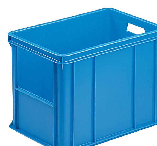 697-0047 Stapelkasten Typ 3, mit Ausschnitt, Wände und Boden geschlossen, blau, 590x385x325mm, Inhalt 60 Lite
