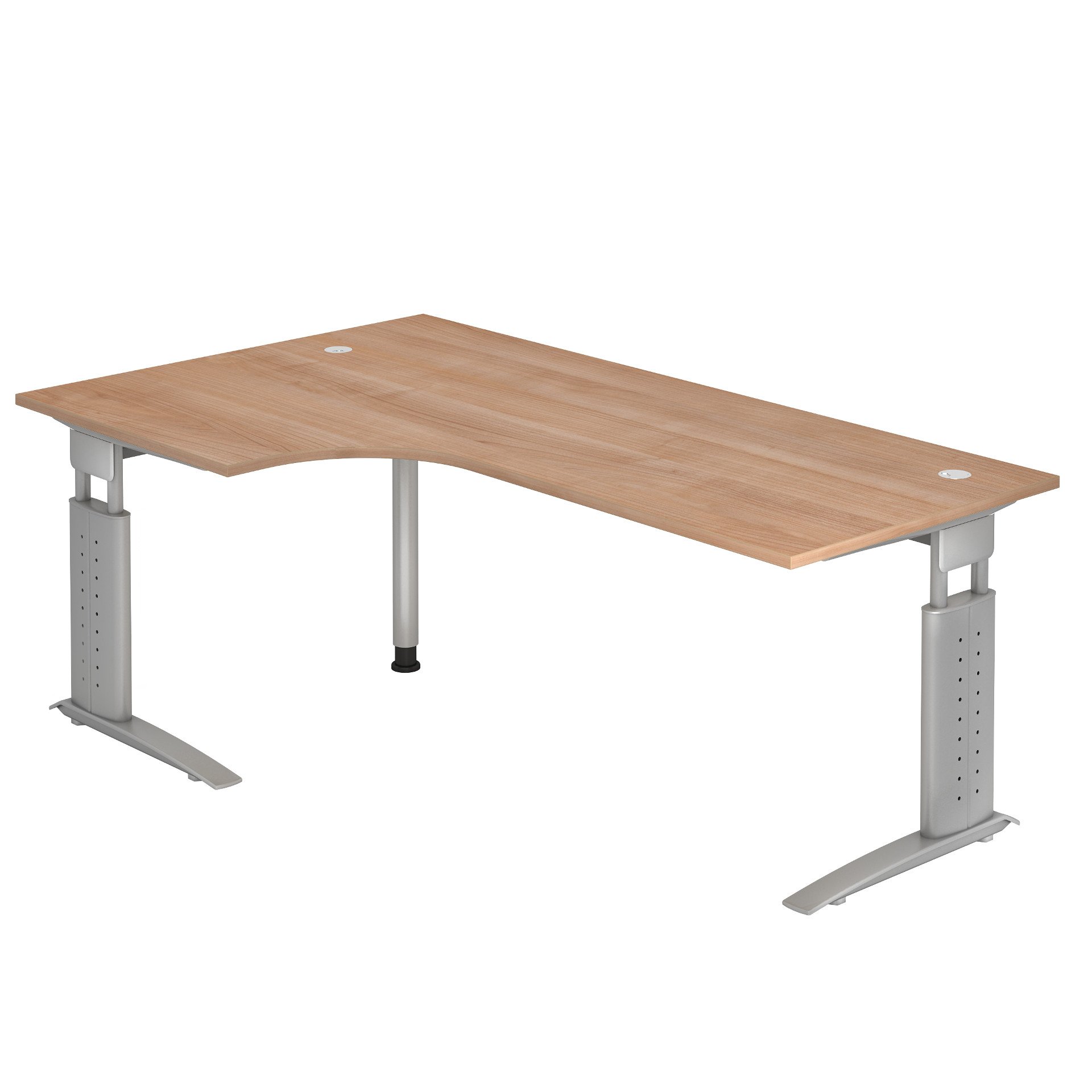 212-0077-80 Hammerbacher Winkel-Schreibtisch, Gestell silber, Serie orga U