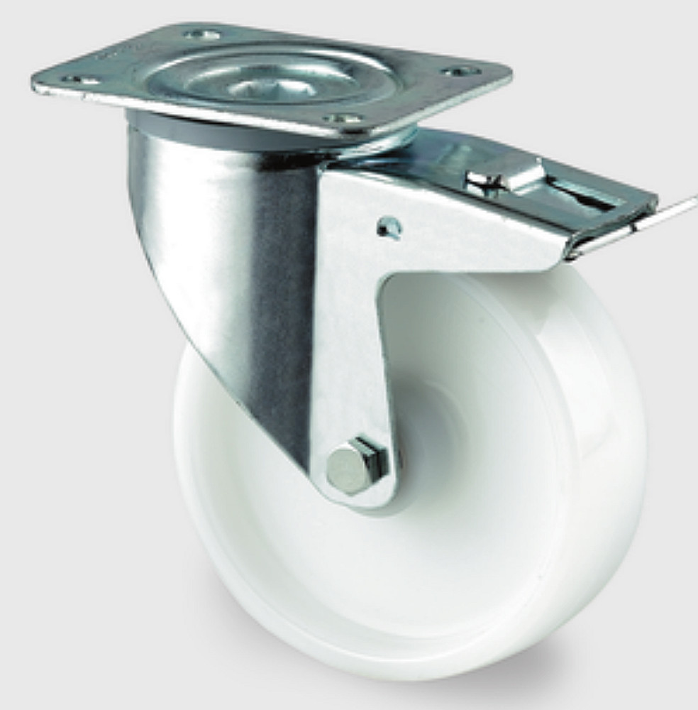 016-0133-00-transportgeraete-lenkrolle-mit-feststeller-mit-kunststoff-rad-tente Tente Kunststoff-Lenkrolle mit Platte und Feststeller