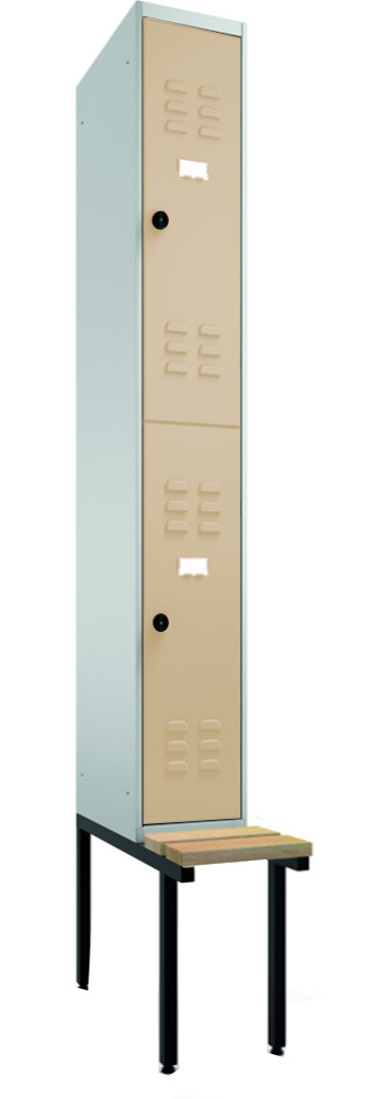 308-1304-31 Garderobenschrank 1-teilig, 2 Fächer übereinander, Sitzbank