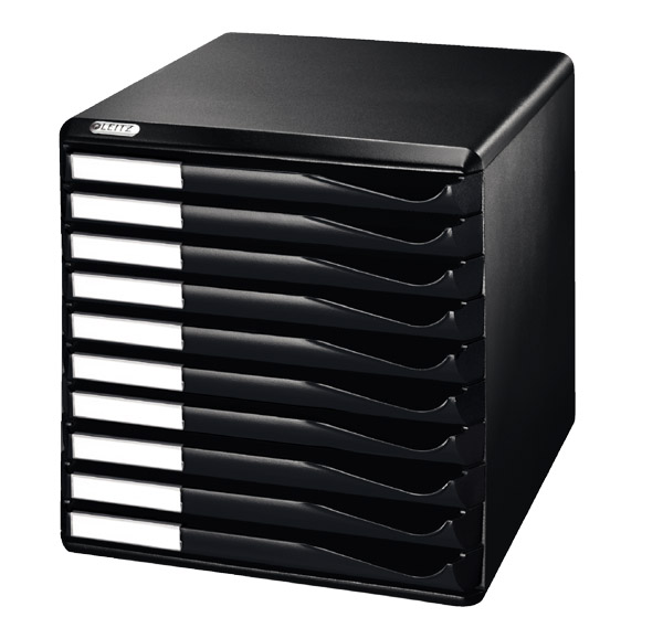 LEITZ Schubladen-Box mit 10 Schubladen, Gehäuse lichtgrau, Schubladen, B291xT352xH292mm