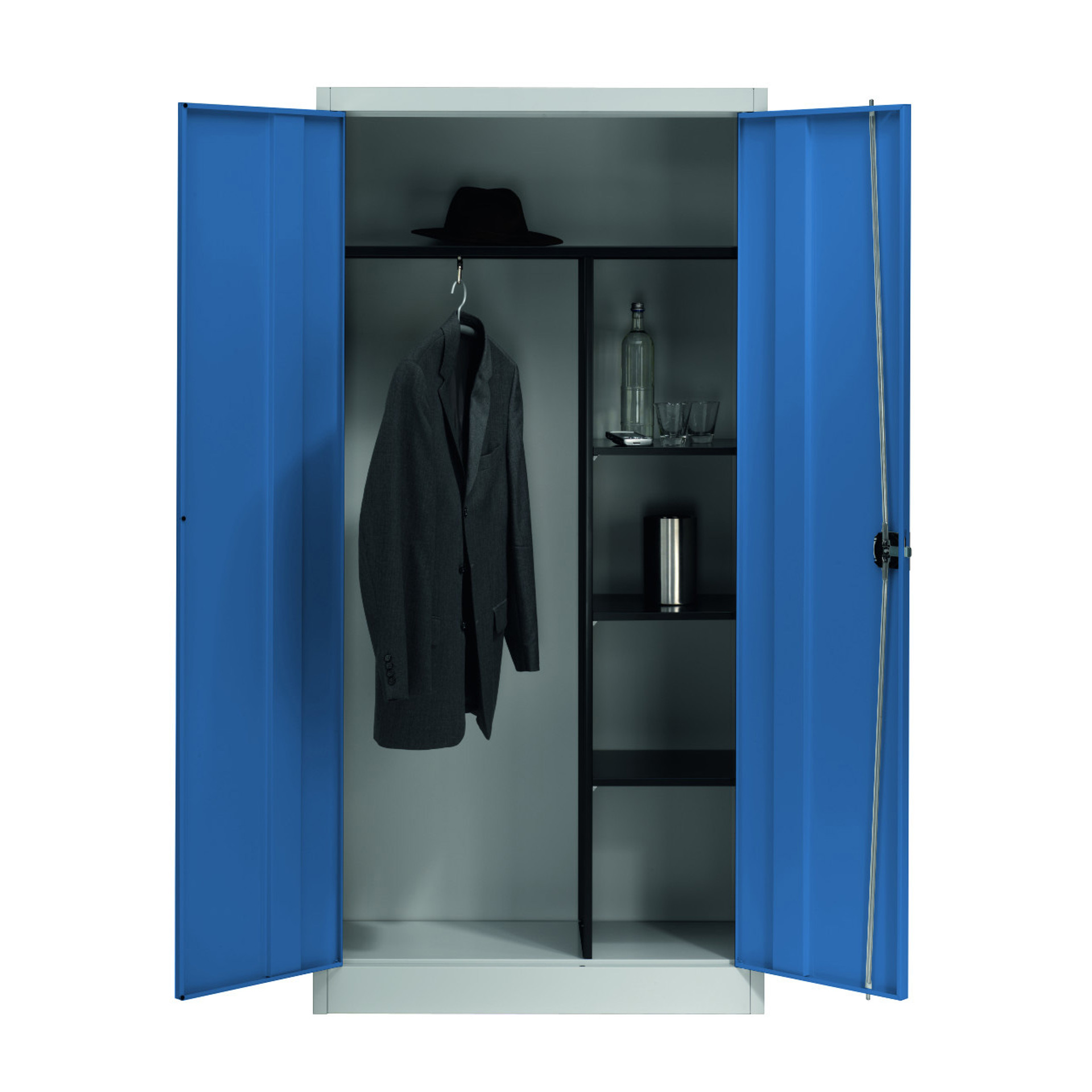 105-0023-36 Stahl-Flügeltürenschrank mit Garderobenteil Serie 950