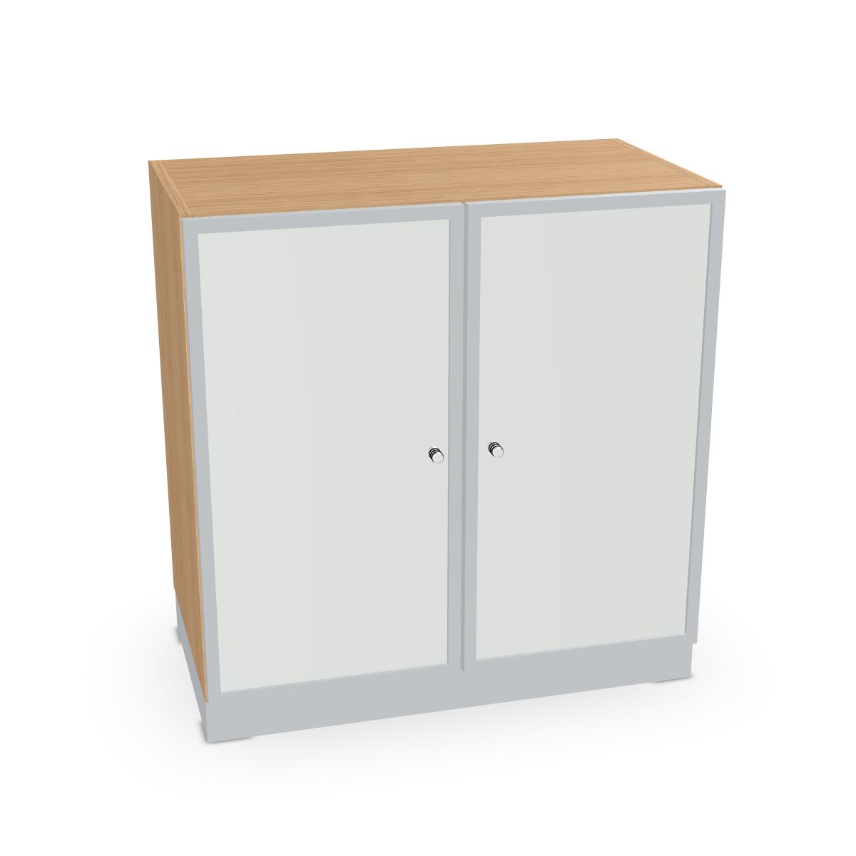 Schrank mit Rahmentüren und satin. Glas Serie dataline