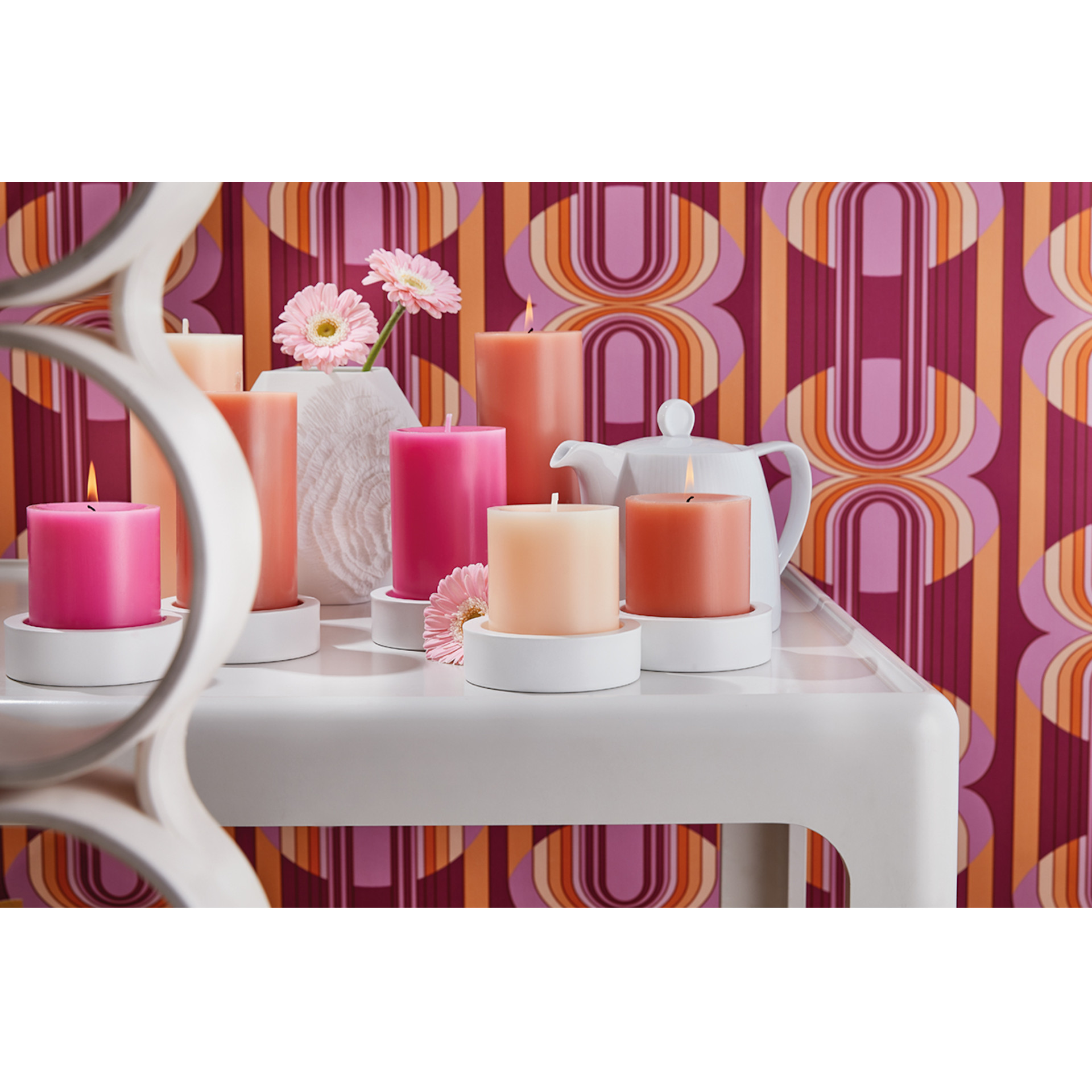 Engels Kerzen - Stumpen gegossen Ø 8, H 8 cm, Farbe Pink