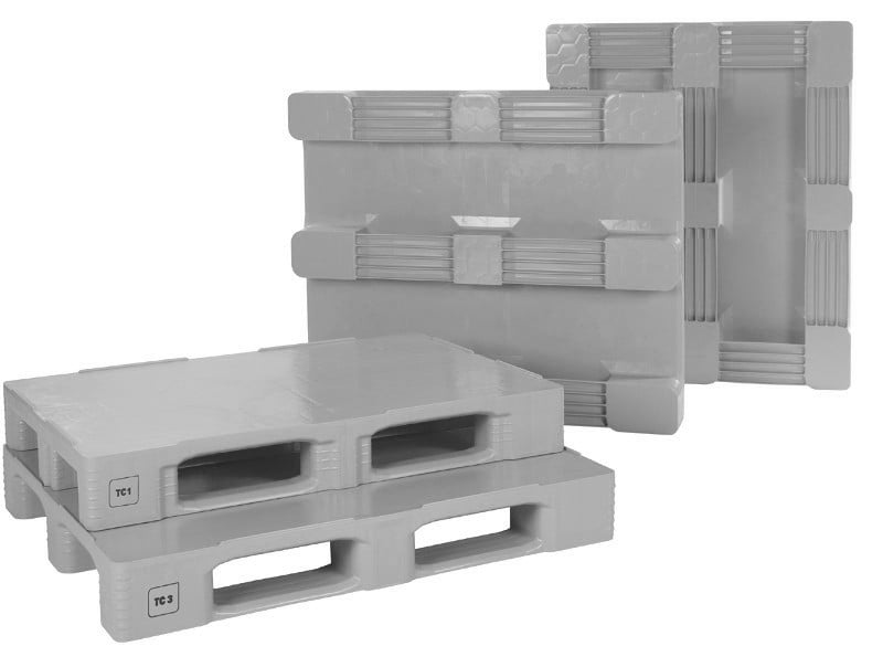 614-00525804c1a93ef7d TC3-Kunststoff-Palette mit Außenarretierung, 3 Kufen, Tragkraft 1500 kg