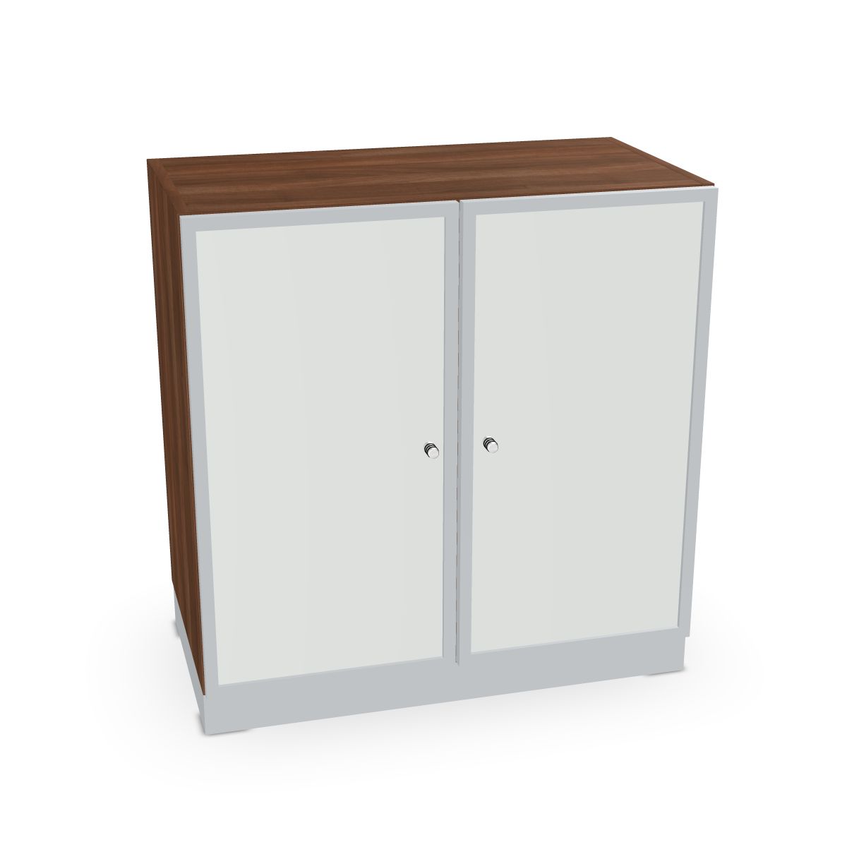 Schrank mit Rahmentüren und satin. Glas Serie dataline