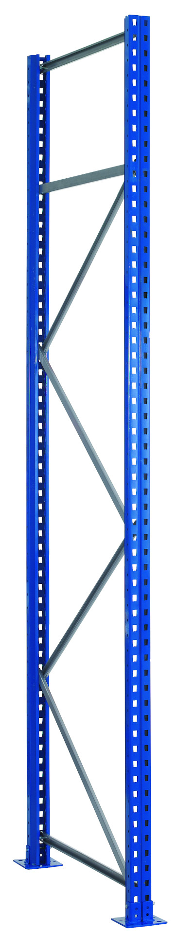 Palettenregal-Rahmen Schulte Palettenregal-Ständerahmen S625-A18, unmontiert, T 1100 x H 8500 mm,Stützenbreite 100 mm, blau/verzinkt