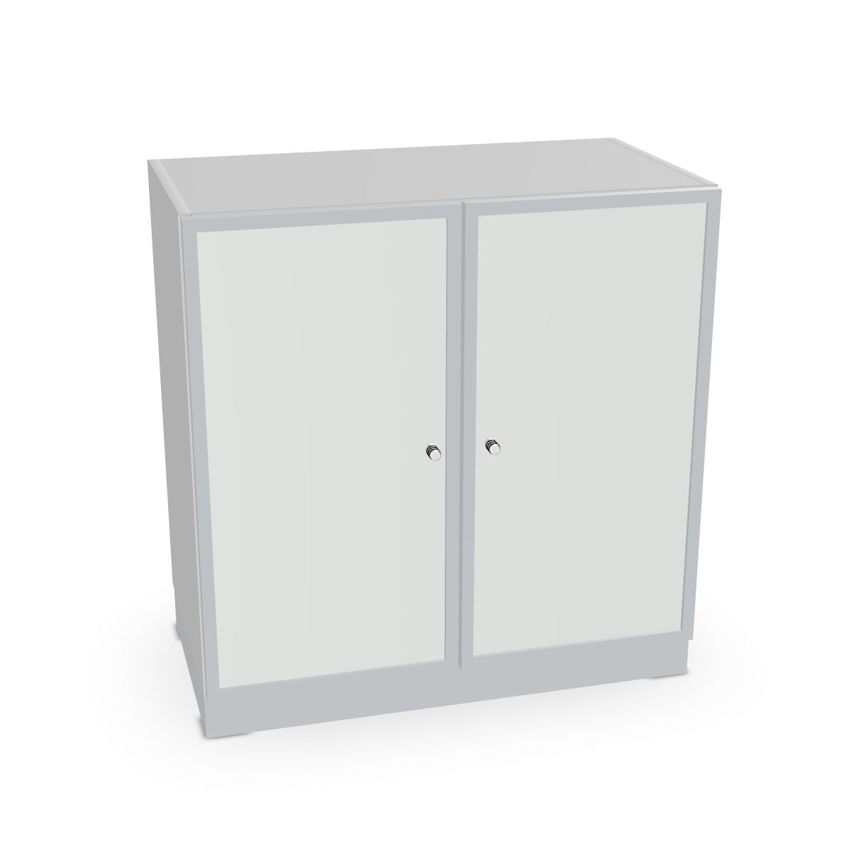 Schrank mit Rahmentüren und satin. Glas Serie dataline